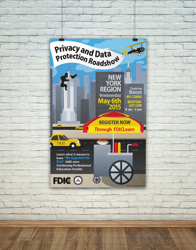 Poster illustration and design for the "Privacy and Data Protection Roadshow: New York" for the FDIC